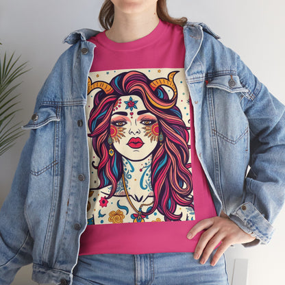 Unisex Heavy Cotton T-Shirt, Virgo, Zodiac v3, Sexy Art
