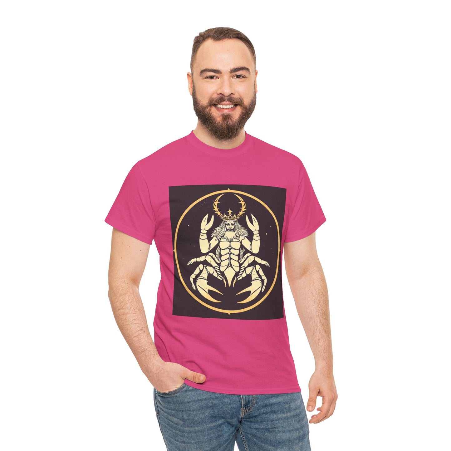 Unisex Heavy Cotton T-Shirt, Scorpio King, Print Art, Zodiac Design