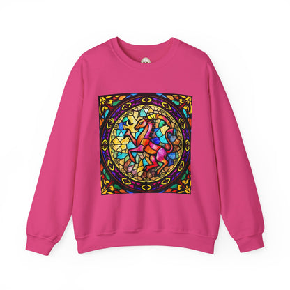 Unisex Heavy Blend™ Crewneck Sweatshirt, Glass, Aries Zodiac Design