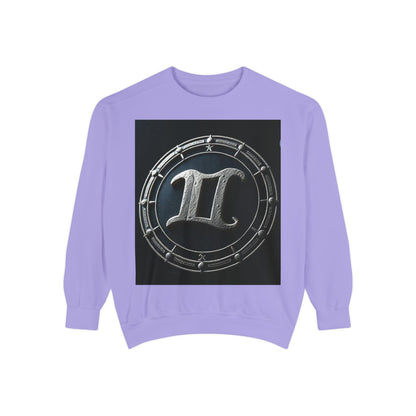 Garment-Dyed Sweatshirt, Unisex, Space Symbol Design v1, Gemini