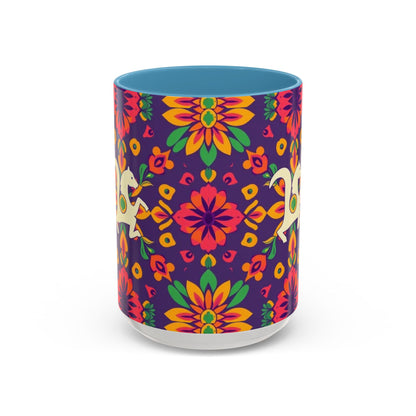 Accent Coffee Mug, Aquarius, Zodiac v2, Flower Pattern, (11, 15oz)
