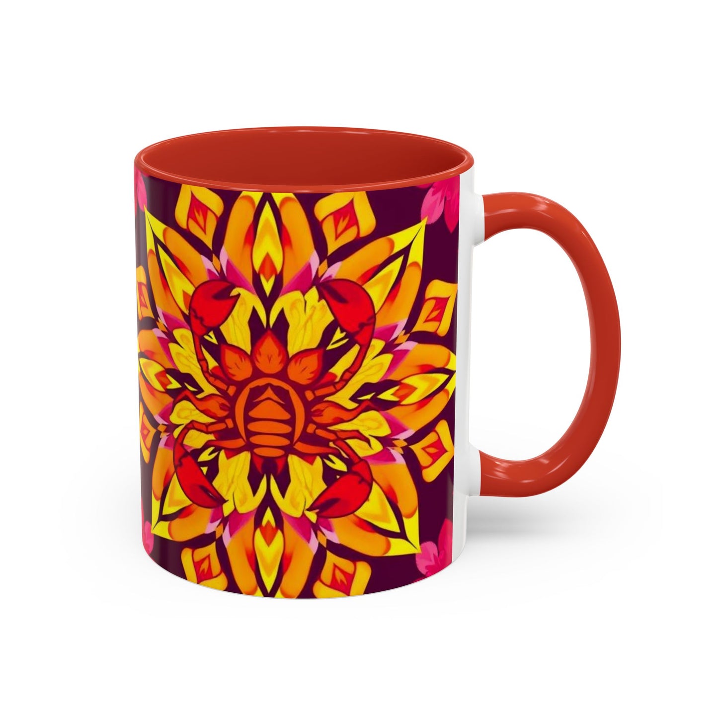 Accent Coffee Mug, Scorpio, Zodiac v1. Flower Pattern, (11, 15oz)