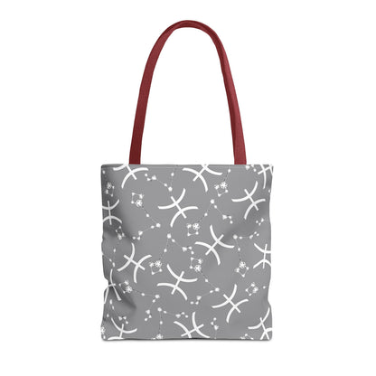 Tote Bag, Pisces Zodiac Sign, AOP, (Grey, White)