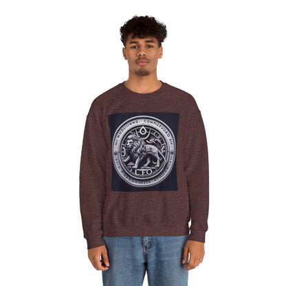 Unisex Heavy Blend™ Crewneck Sweatshirt, Lion Coin, Leo Zodiac Design