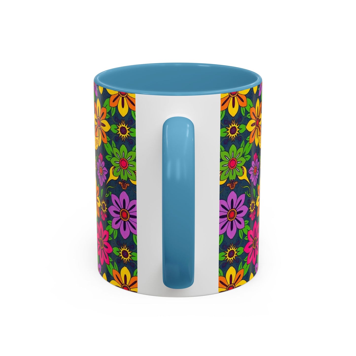 Accent Coffee Mug, Gemini, Zodiac v3, Flower Pattern, (11, 15oz)