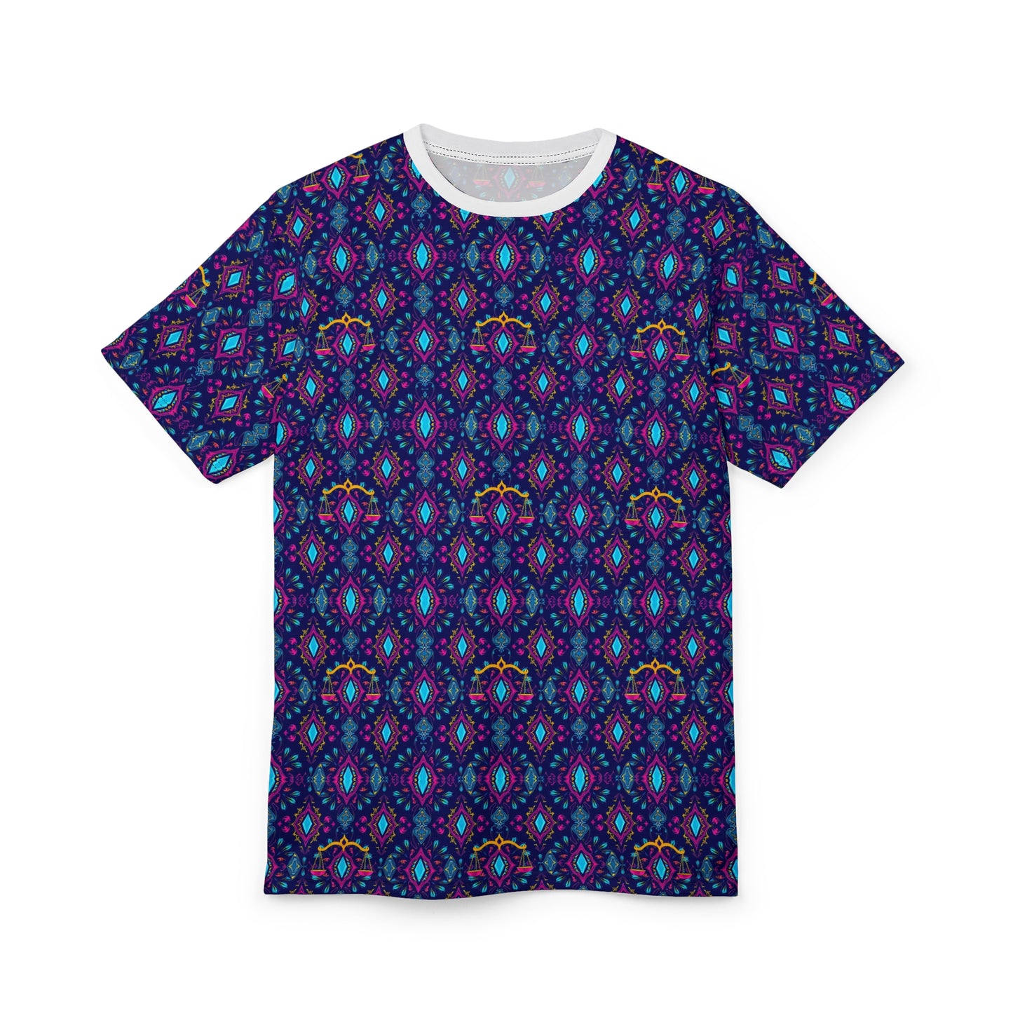 Unisex Cut & Sew T-Shirt, (AOP), Libra, Zodiac v2, Jewels Pattern