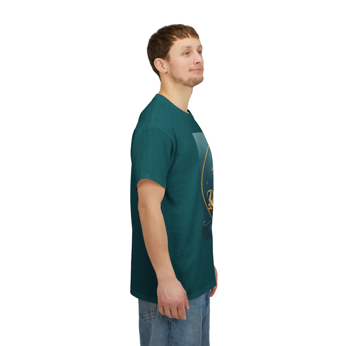Unisex Heavy Cotton T-Shirt, Aquarius God 3v, Zodiac Design