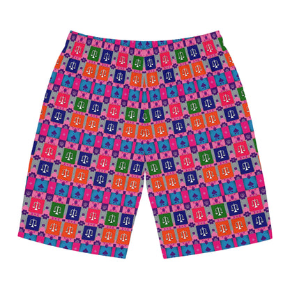 Men's Board Shorts, (AOP), Libra, Zodiac, Shape Pattern