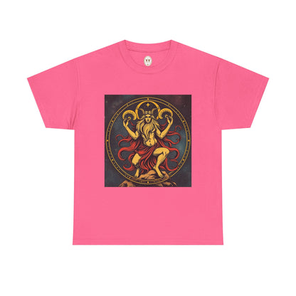 Unisex Heavy Cotton T-Shirt, Aries God 3v, Zodiac Design
