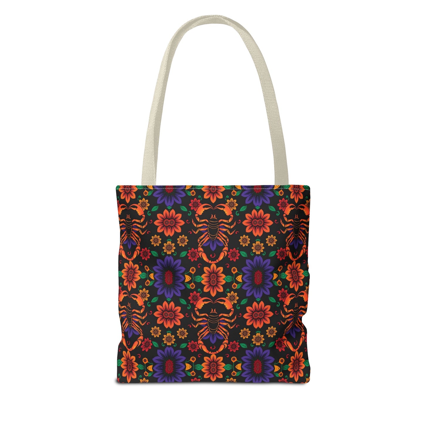 Tote Bag, (AOP), Scorpio, Zodiac v6, Flower Pattern