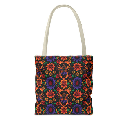 Tote Bag, (AOP), Scorpio, Zodiac v6, Flower Pattern