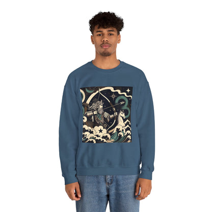 Unisex Heavy Blend™ Crewneck Sweatshirt, Man With Arrow Sagittarius Zodiac Design