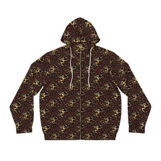 Full-Zip Hoodie (AOP), Sagittarius, Zodiac, Pattern