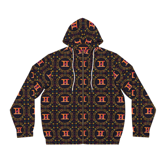 Full-Zip Hoodie (AOP), Gemini, Zodiac v4, Pattern
