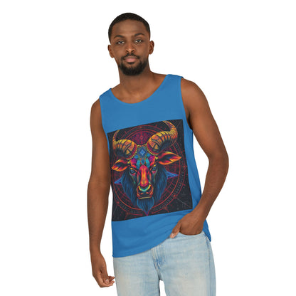 Unisex Garment-Dyed, Tank Top, Taurus Design, Pop Art v1, 100% US cotton