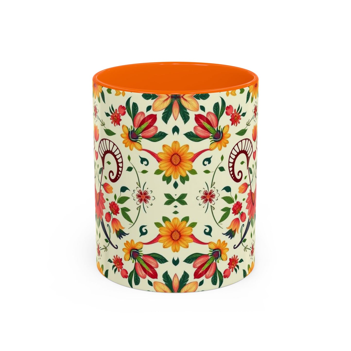 Accent Coffee Mug, Aries, Zodiac, Flower Pattern, (11, 15oz)