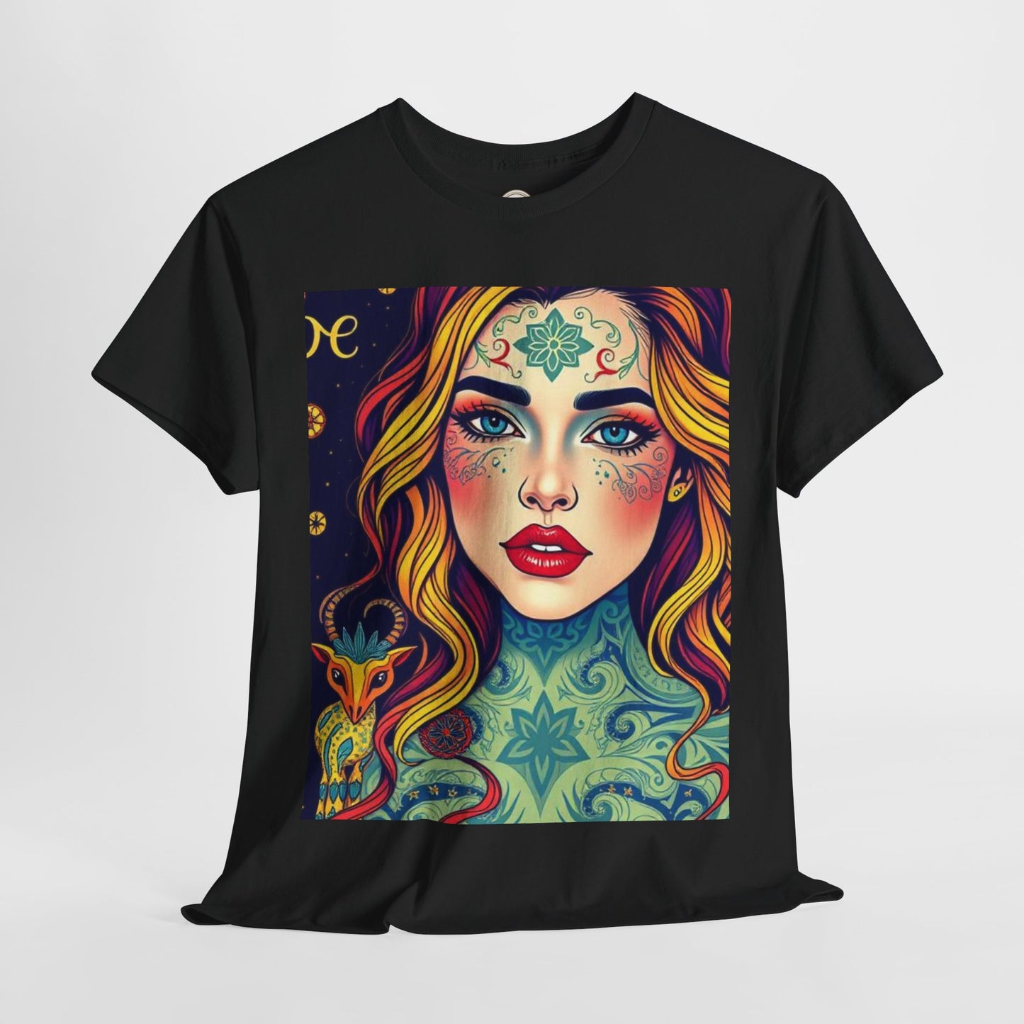 Unisex Heavy Cotton T-Shirt, Aquarius, Zodiac v2, Sexy Art
