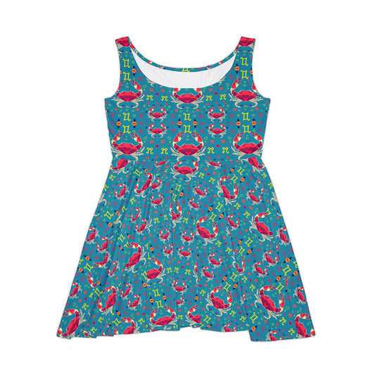 Women's Skater Dress, AOP, Zodiac, Cancer, Pattern