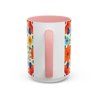Accent Coffee Mug, Virgo, Zodiac v2. Flower Pattern, (11, 15oz)
