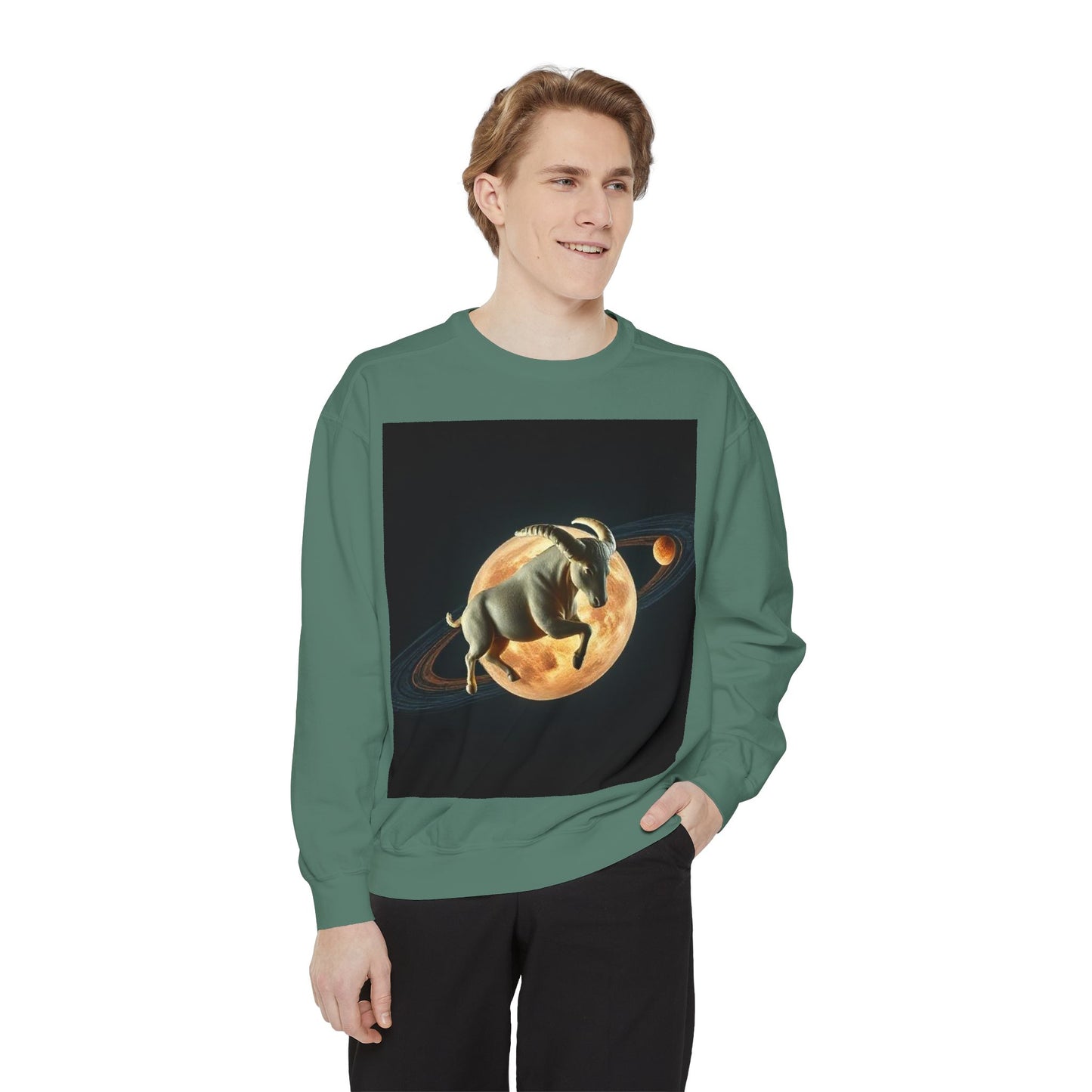Garment-Dyed Sweatshirt, Unisex, Space Animal Design v1, Taurus