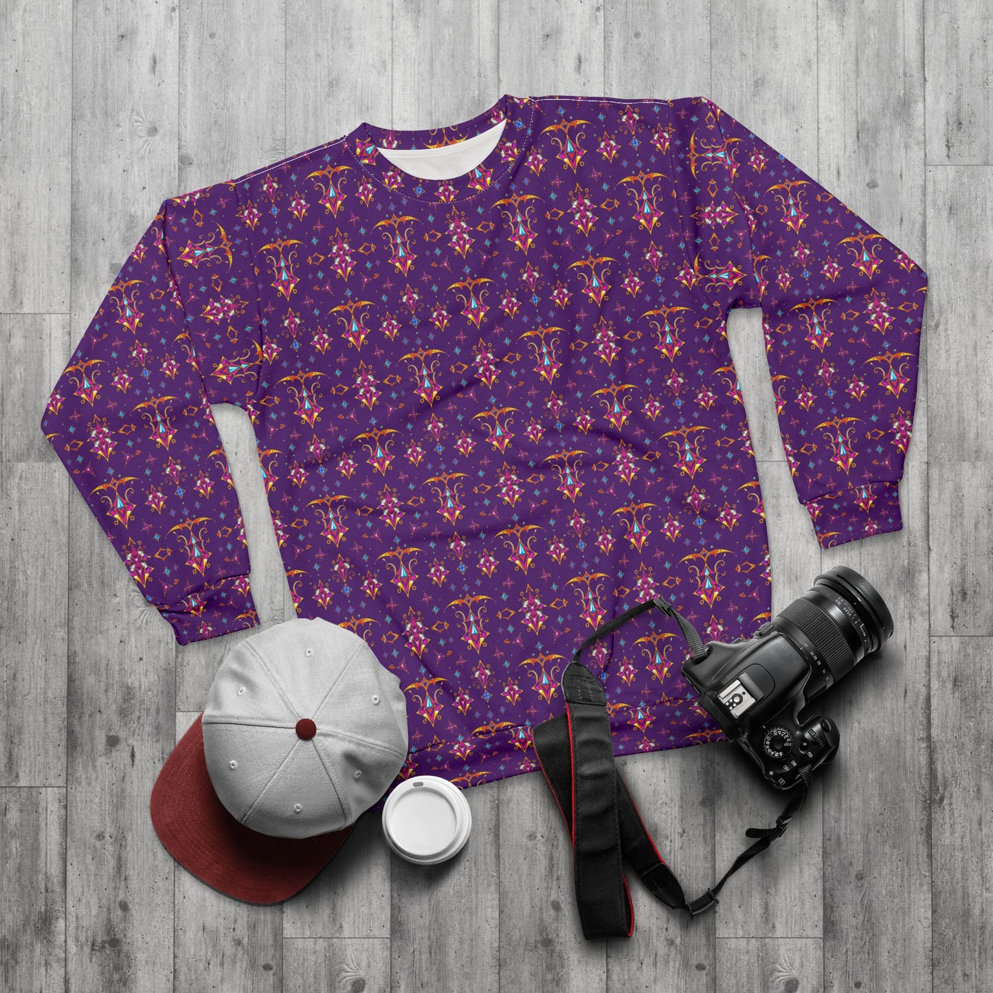Unisex Sweatshirt (AOP), Sagittarius, Zodiac v4, Jewel Pattern