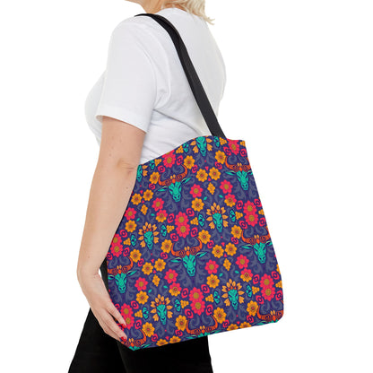 Tote Bag, (AOP), Taurus, Zodiac v1, Flower Pattern