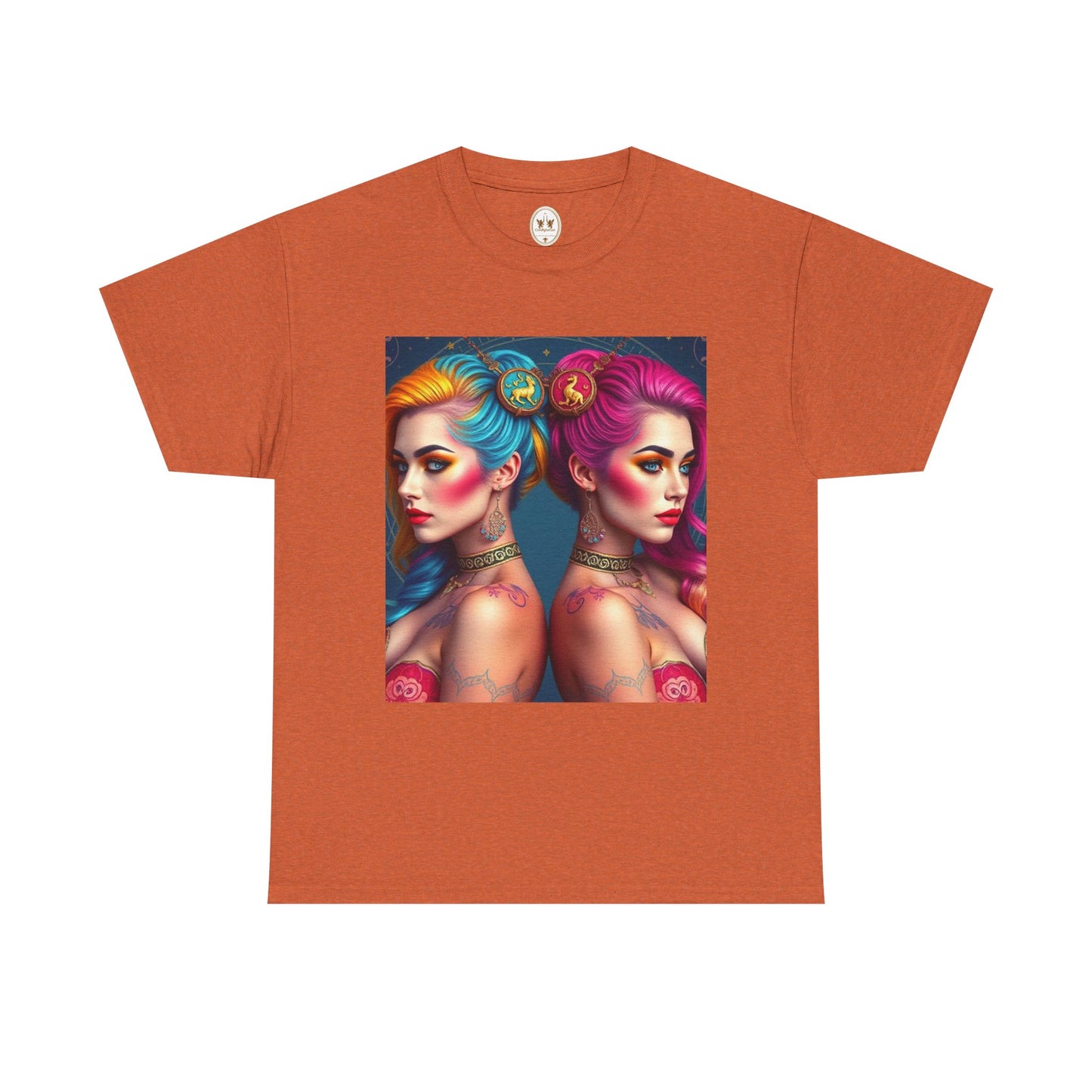 Unisex Heavy Cotton T-Shirt, Gemini, Zodiac v2, Sexy Art