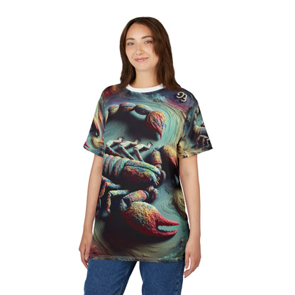 Unisex Cut & Sew T-Shirt (AOP), Trippy Mist, Scorpio Zodiac Design, Regular fit, 100% Polyester