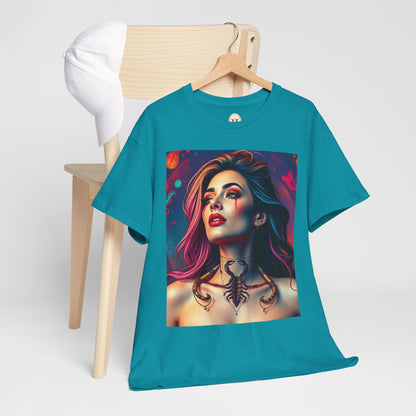 Unisex Heavy Cotton T-Shirt, Scorpio, Zodiac v1, Sexy Art
