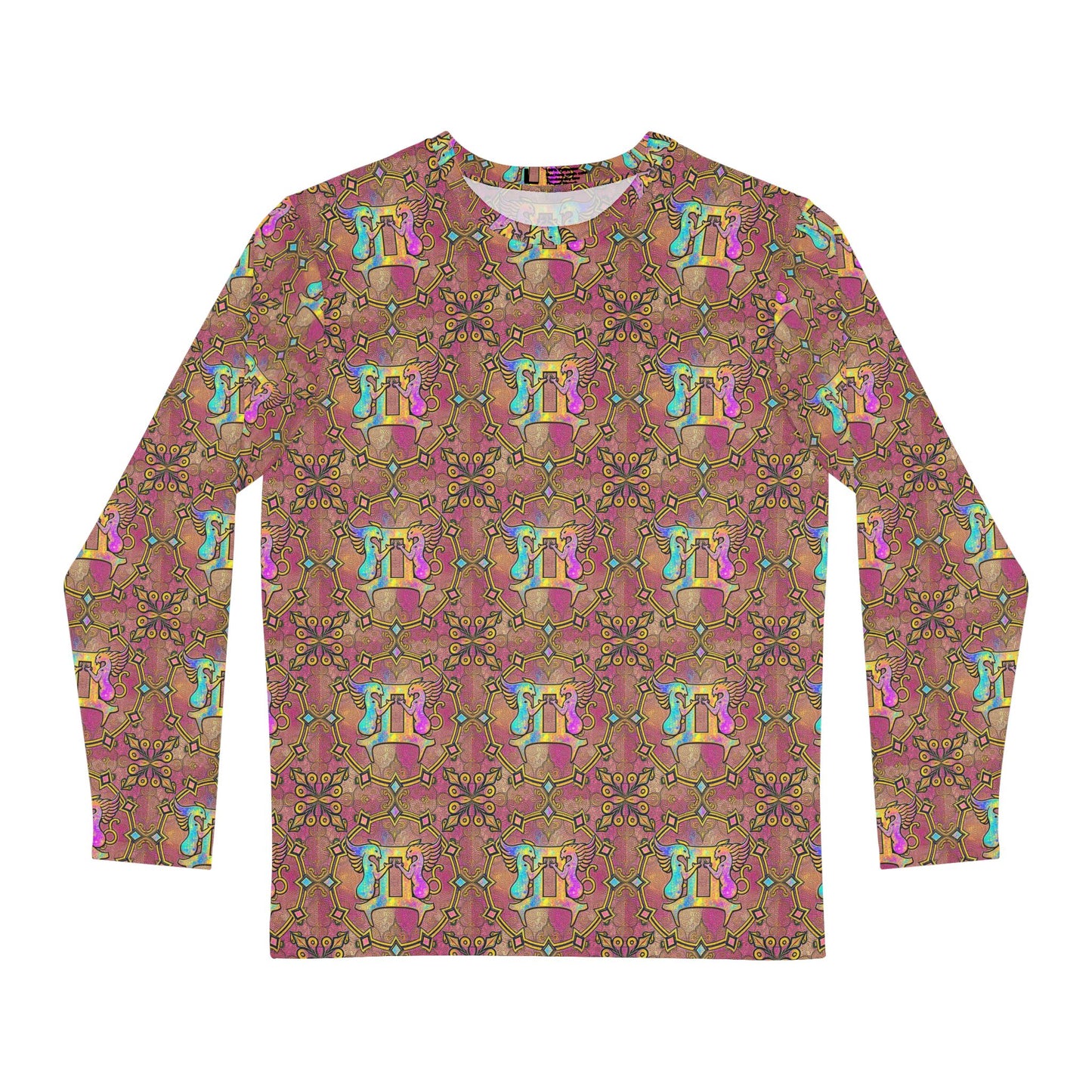 Men's Long Sleeve Shirt, (AOP), Gemini, Zodiac v3, Pattern