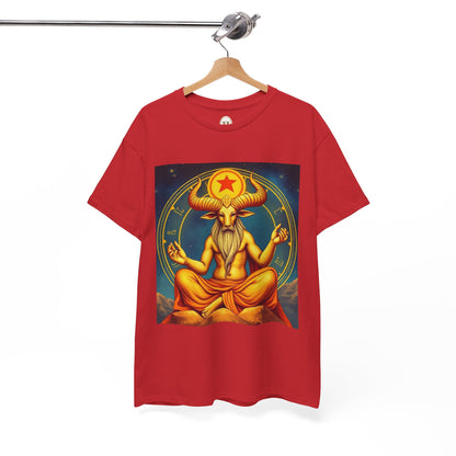 Unisex Heavy Cotton T-Shirt, Meditating Bull, Taurus Zodiac Design
