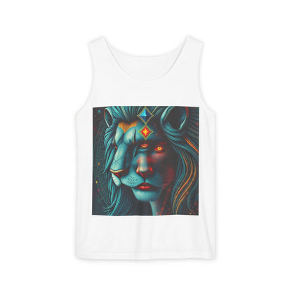 Unisex Garment-Dyed, Tank Top, Leo, Pop Art, 100% US cotton