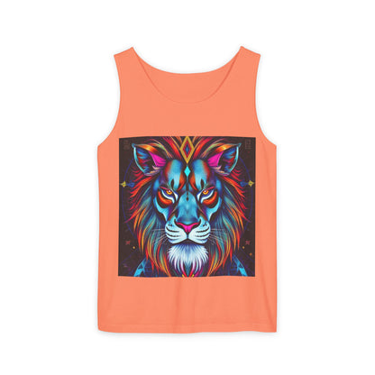 Unisex Garment-Dyed, Tank Top, Leo, Pop Art v1, 100% US cotton