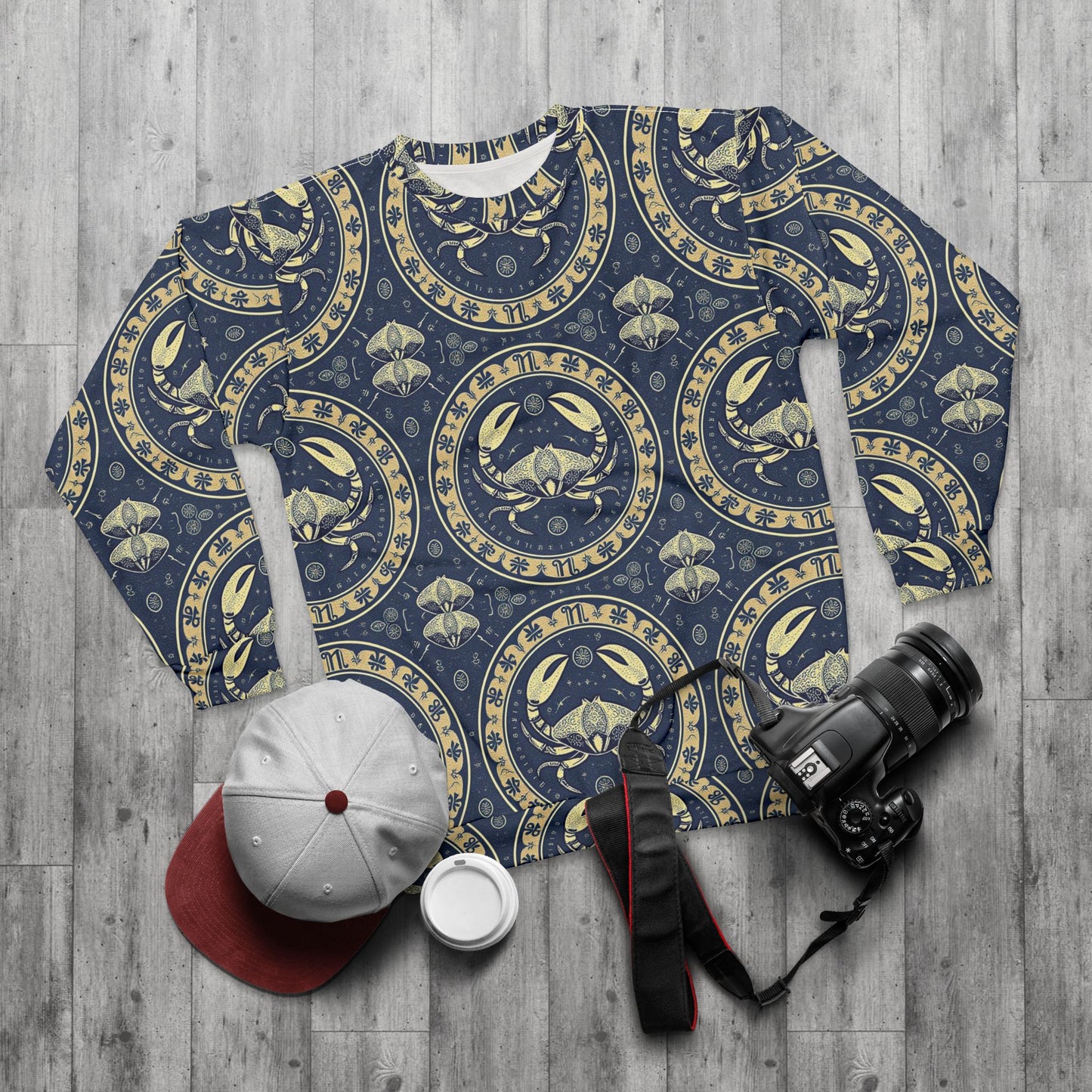 Unisex Sweatshirt, Zodiac Design, Pattern v1, Cancer, AOP