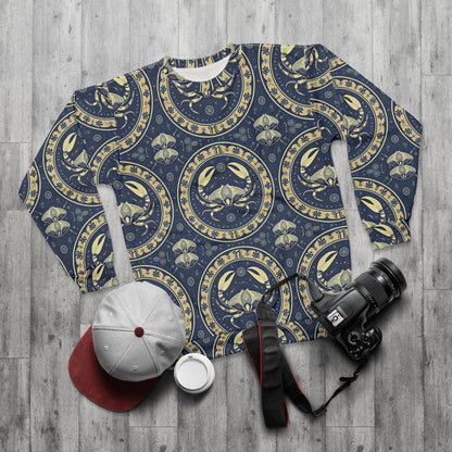 Unisex Sweatshirt, Zodiac Design, Pattern v1, Cancer, AOP