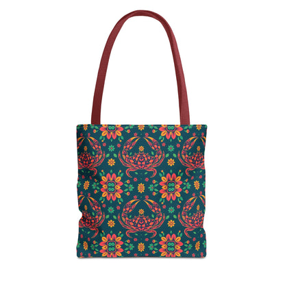 Tote Bag, (AOP), Cancer, Zodiac v1, Flower Pattern