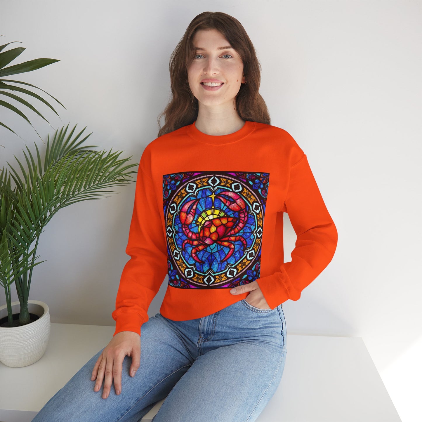 Unisex Heavy Blend™ Crewneck Sweatshirt, Glass 1, Cancer Zodiac Design