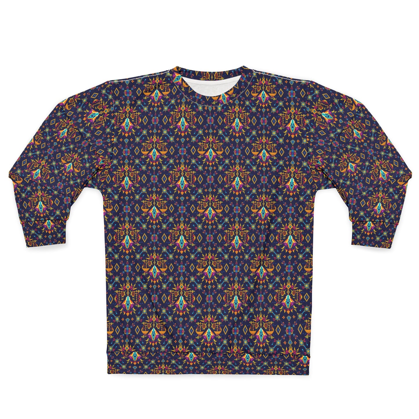 Unisex Sweatshirt (AOP), Libra, Zodiac v1, Jewel Pattern