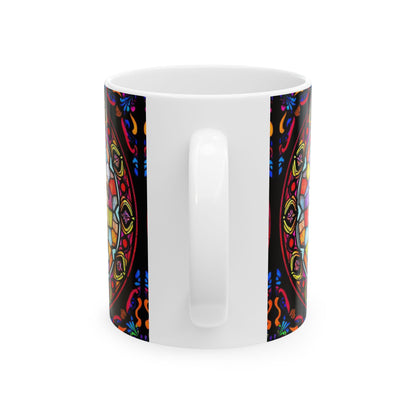 Ceramic Mug, (11oz, 15oz), Ceramic Coffee Mug, AOP, Glass Design, Virgo Zodiac