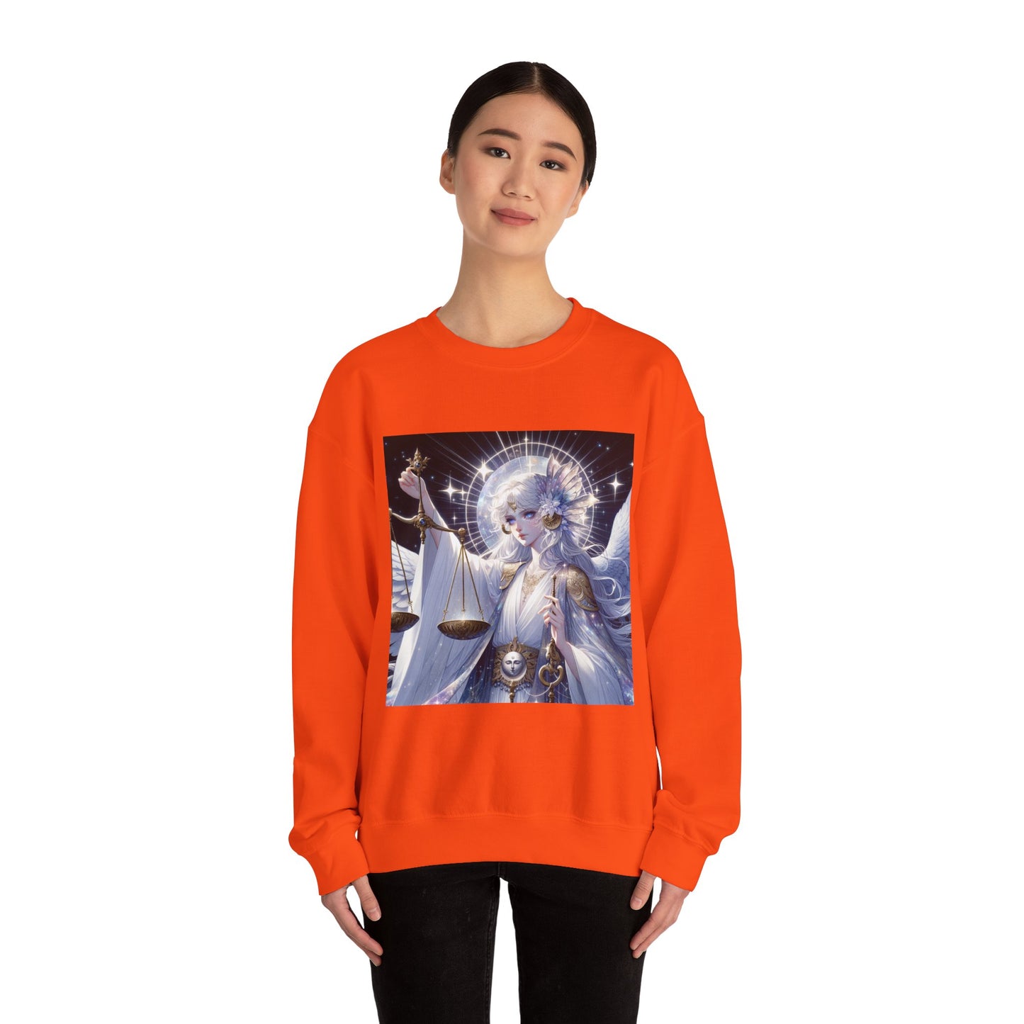 Unisex Heavy Blend™ Crewneck Sweatshirt,anime angel, Libra Zodiac Design