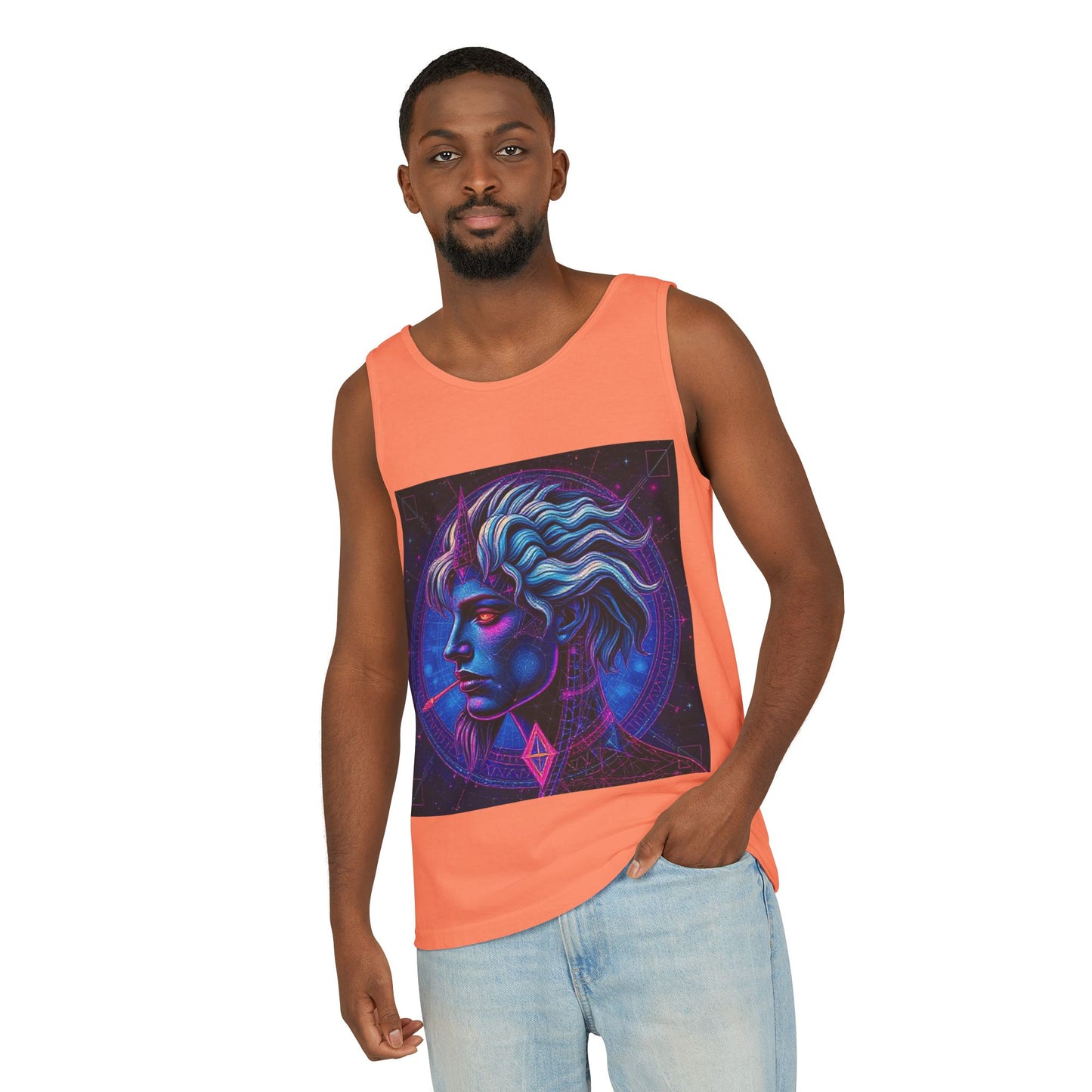 Unisex Garment-Dyed, Tank Top, Gemini, Pop Art v1, 100% US cotton