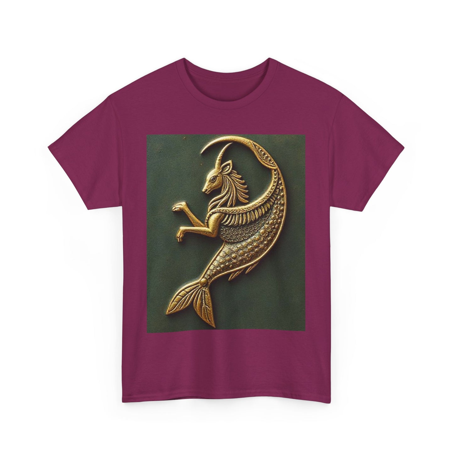 Unisex Heavy Cotton T-Shirt, Capricorn Animal v1, Symbol, Zodiac Design