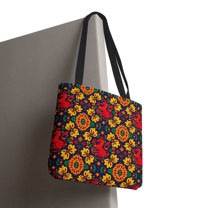 Tote Bag, (AOP), Virgo, Zodiac v4, Flower Pattern