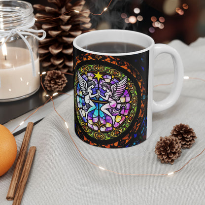Ceramic Mug, (11oz, 15oz), Ceramic Coffee Mug, AOP, Glass Design, Gemini Zodiac