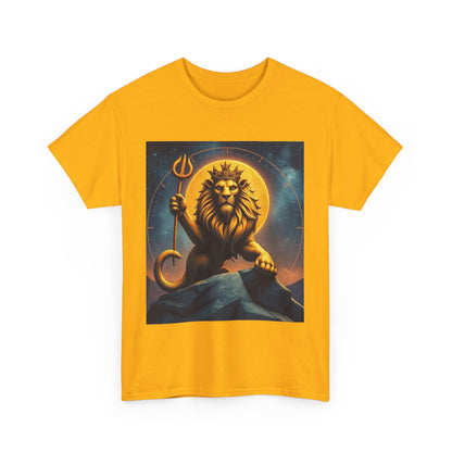 Unisex Heavy Cotton T-Shirt, King of Lions v2, Leo Zodiac Design