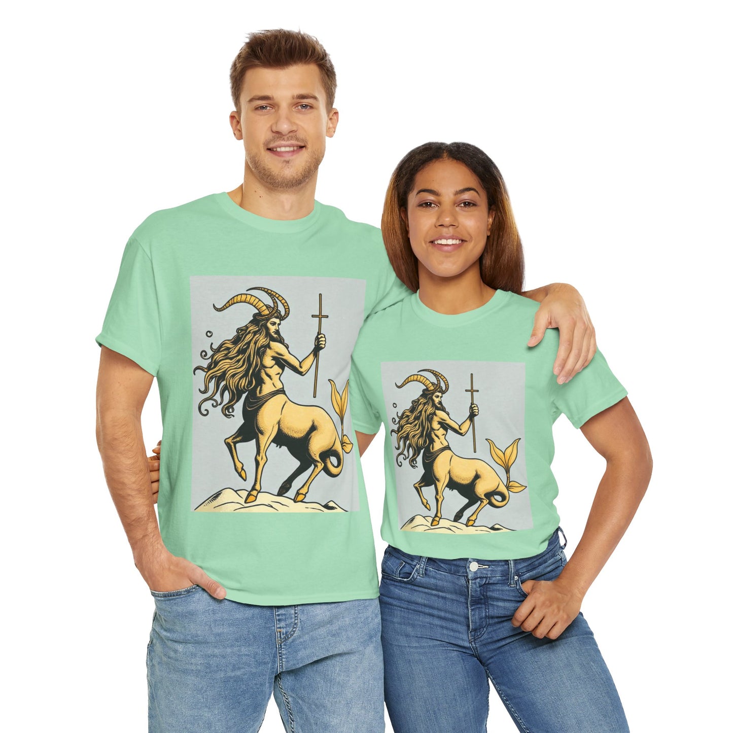Unisex Heavy Cotton T-Shirt, Capricorn God v2, Zodiac Design
