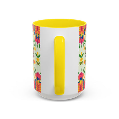 Accent Coffee Mug, Cancer, Zodiac v3, Flower Pattern, (11, 15oz)