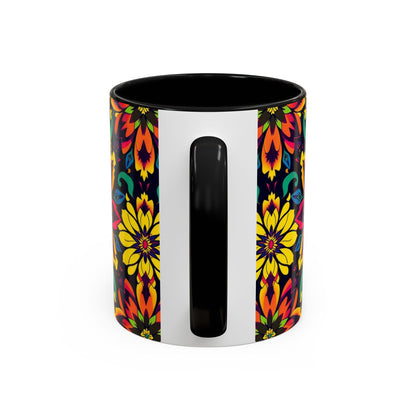 Accent Coffee Mug, Capricorn, Zodiac v4, Flower Pattern, (11, 15oz)