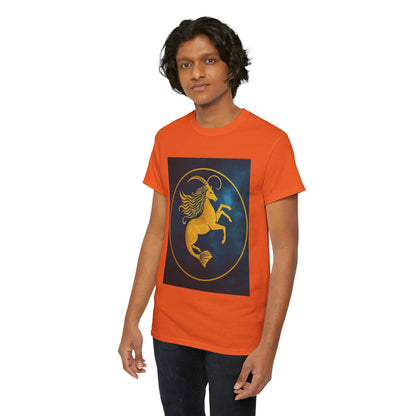 Unisex Heavy Cotton T-Shirt, Capricorn Animal v3, Symbol, Zodiac Design