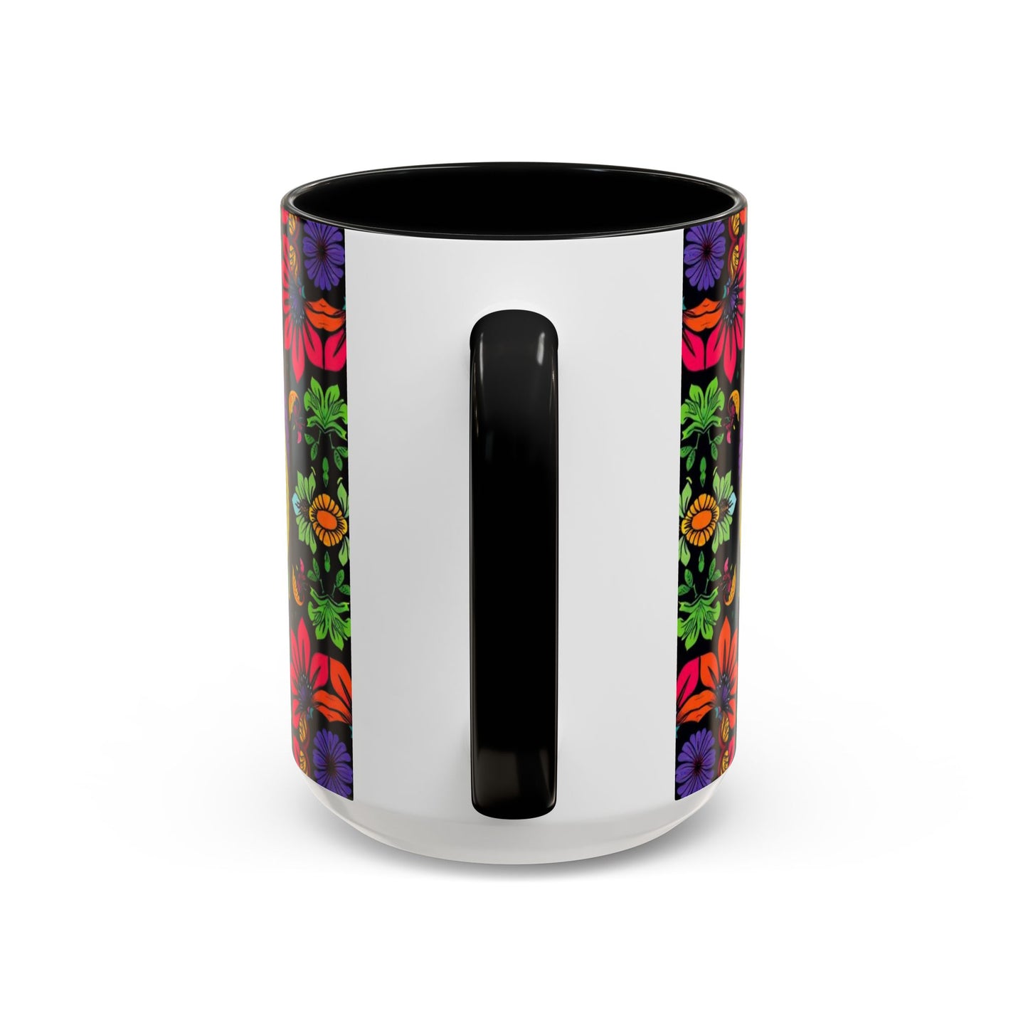Accent Coffee Mug, Pisces, Zodiac v3, Flower Pattern, (11, 15oz)